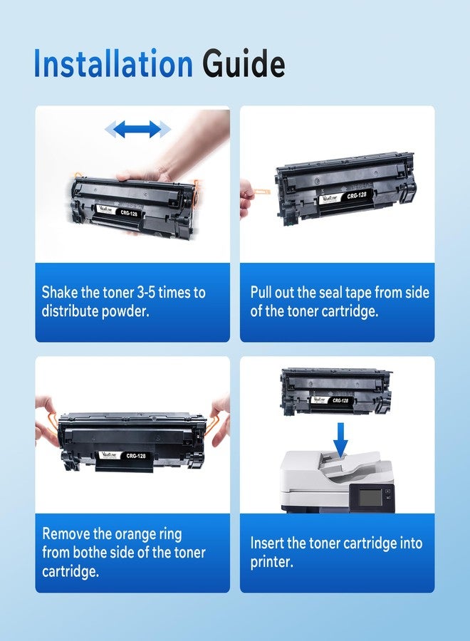 Valuetoner خرطوشة حبر بديلة متوافقة من Valuetoner لطابعات كانون 128 السوداء CRG128 FaxPhone L190 L100 ImageCLASS D530 D550 MF4880dw MF4570dw MF4770n الليزرية، عبوة من 4 خراطيش (أسود) - Image 3